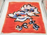 Christian Dior Red Abstract Flowers Silk Scarf Do0126wxzde