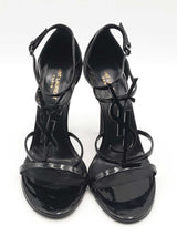 Yves Saint Laurent Patent Leather Cassandra Ankle Strap Heels Size 40 Eb226lxzsa