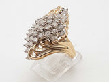 1.70 Cttw Diamonds 10k Two Tone Gold 7.0g Large Cluster Ring Size 7 Do0426rxzde