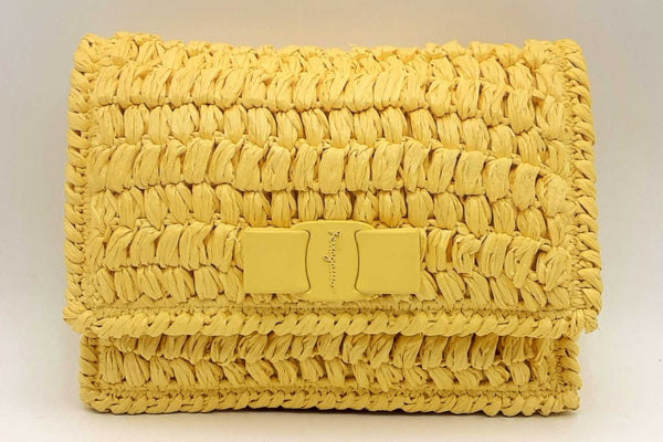 Salvatore Ferragamo Yellow Viva Crochet Shoulder Bag Eb1124lxzsa