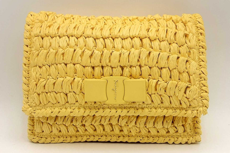 Salvatore Ferragamo Yellow Viva Crochet Shoulder Bag Eb1124lxzsa