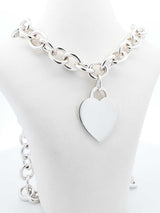 Tiffany & Co. Heart Tag Pendant Necklace In Sterling Silver 65.9 Grams 16 Inch Fw0726lrxdu