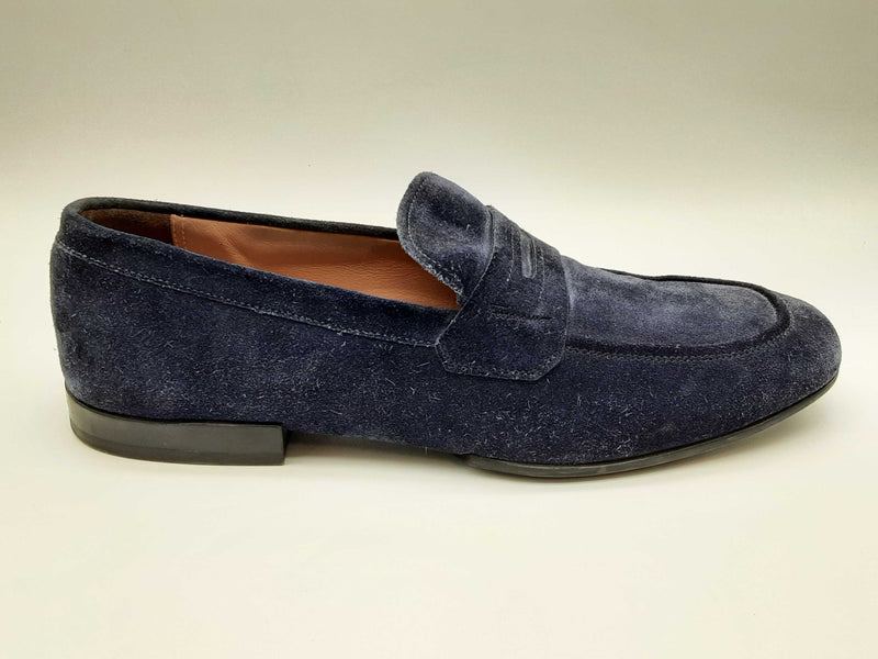 Salvatore Ferragamo Ayden Blue Suede Penny Loafers Size 8.5 M Do0724lozde