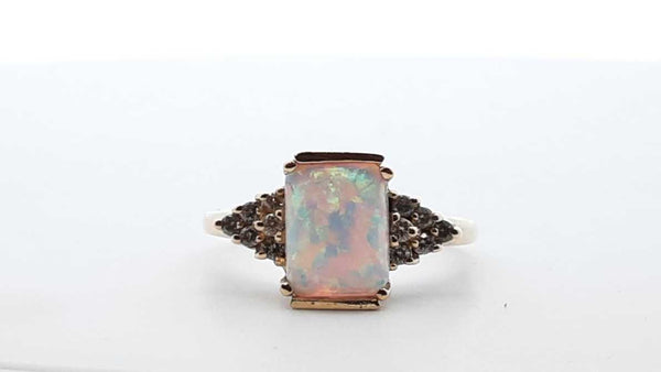 .12cttw Diamond & Synthetic Opal 14k Yellow Gold Solitaire Ring 8.25 Lh1025lcrde