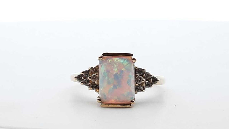 .12cttw Diamond & Synthetic Opal 14k Yellow Gold Solitaire Ring 8.25 Lh1025lcrde
