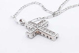 Diamond Cross 14k White Gold Pendant & Figaro Chain 9.1 Grams 22 In Eb0824woxsa