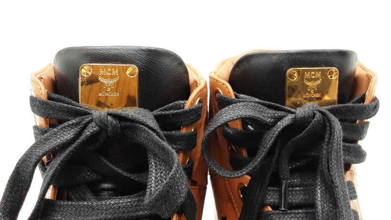 Mcm Classic High Top Sneakers In Visetos Cognac It Size 38 Fw0825crdu