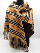 Burberry Sandstone Tan Check Cashmere Wool Shawl Do0925lrxde