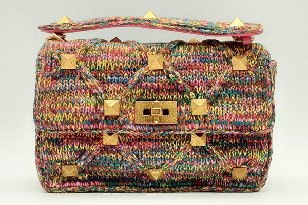 Valentino Garavani Woven Roman Stud Shoulder Bag Eb1224wxzsa