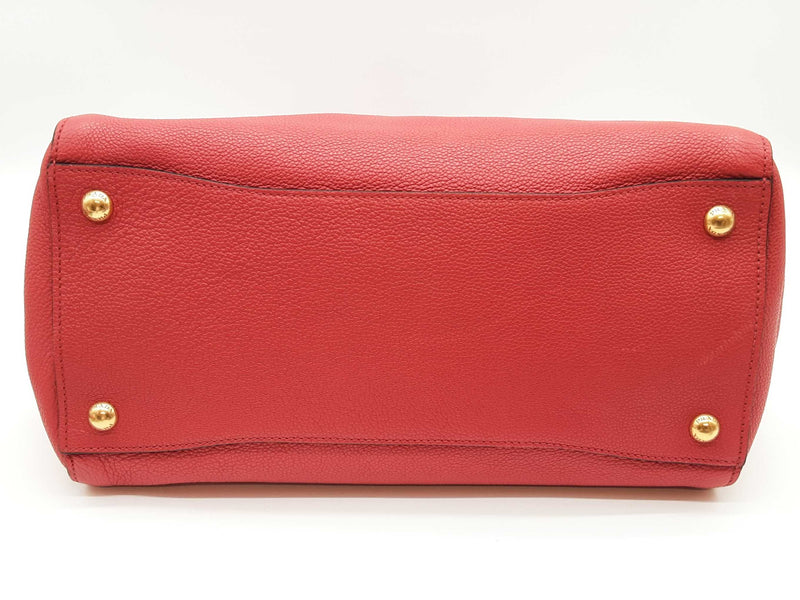 Prada 2 Way Red Vitello Daino Leather Tote Bag Do0725porde