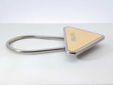 Prada Triangle Emblem Logo Key Holder Bag Charm In Beige Enamel Fw0926oxdu