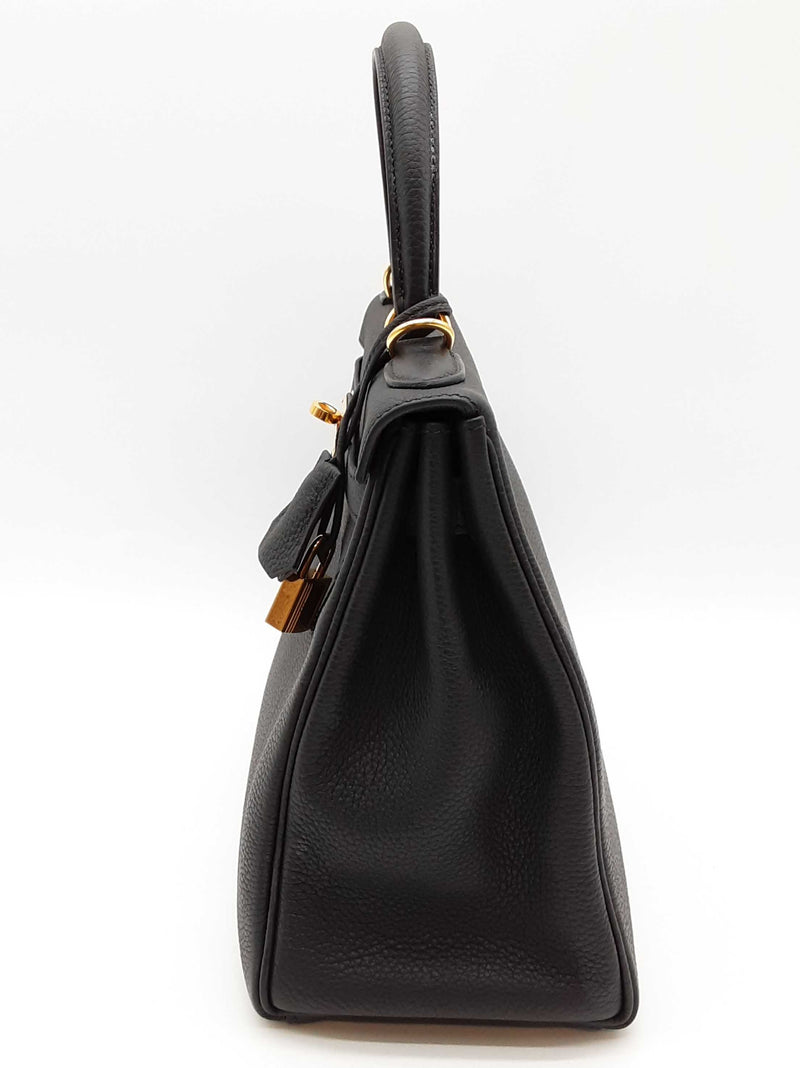 Hermes Kelly 28 Noir Black Togo Gold Hardware Shoulder Bag Do0925lexzxde