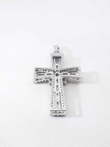 0.98 Cttw Diamond & 10k White Gold Cross Pendant 3.5 Grams Fw0726orzdu