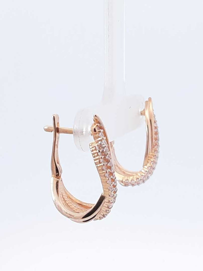 14k Rose Gold & Cubic Zirconia Crossover Leverback Earrings 4.5 Gram Fw0924lerdu