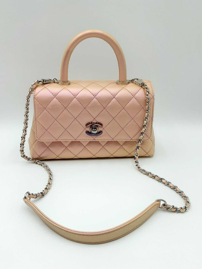 Chanel Quilted Iridescent Caviar Coco Top Handle Bag Eb0924wrxzdu