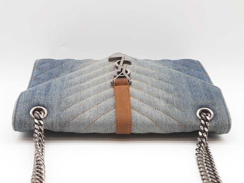 Ysl Saint Laurent Washed Denim Matelasse Chevron College Bag Sd0925ezxde