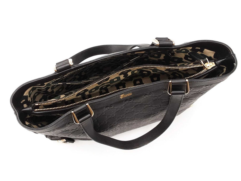 Gucci Abbey Tote Bag In Gg Guccissima Black Leather Fw0525orzdu