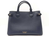 Burberry Derby Banner Medium Tote In Ink Blue Pebbled Leather Fw0926pxzdu