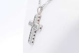 Diamond Cross 14k White Gold Pendant & Figaro Chain 9.1 Grams 22 In Eb0824woxsa