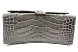 Balenciaga Hourglass Gray Crocodile Embossed Leather Top Handle Bag Eb0724lorxdu