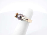 18k Yellow Gold & Black Pearl Asymmetrical Pillars Ring 12.9 Grams Size 4.5 Fw00726lxzxdu