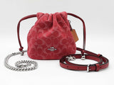 Coach Faye Mini Drawstring Bag In True Red Signature Denim Fw0726wxdu