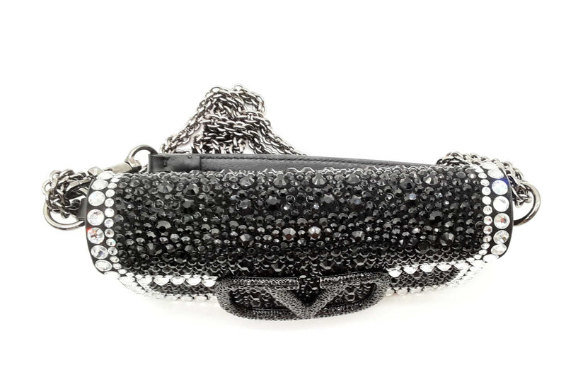 Valentino Garavani Black& Gold Loco Crystal Embellished Shoulder Bag L1124loxzd3