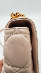 Christian Dior Small Soft Caro Bag In Pink Macrocannage Lambskin Fw0326srzdu