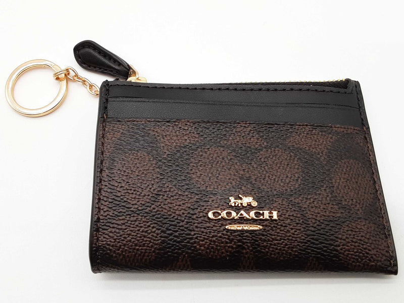 Coach Mini Skinny Brown Signature Coated Canvas Id Case Do0325orde