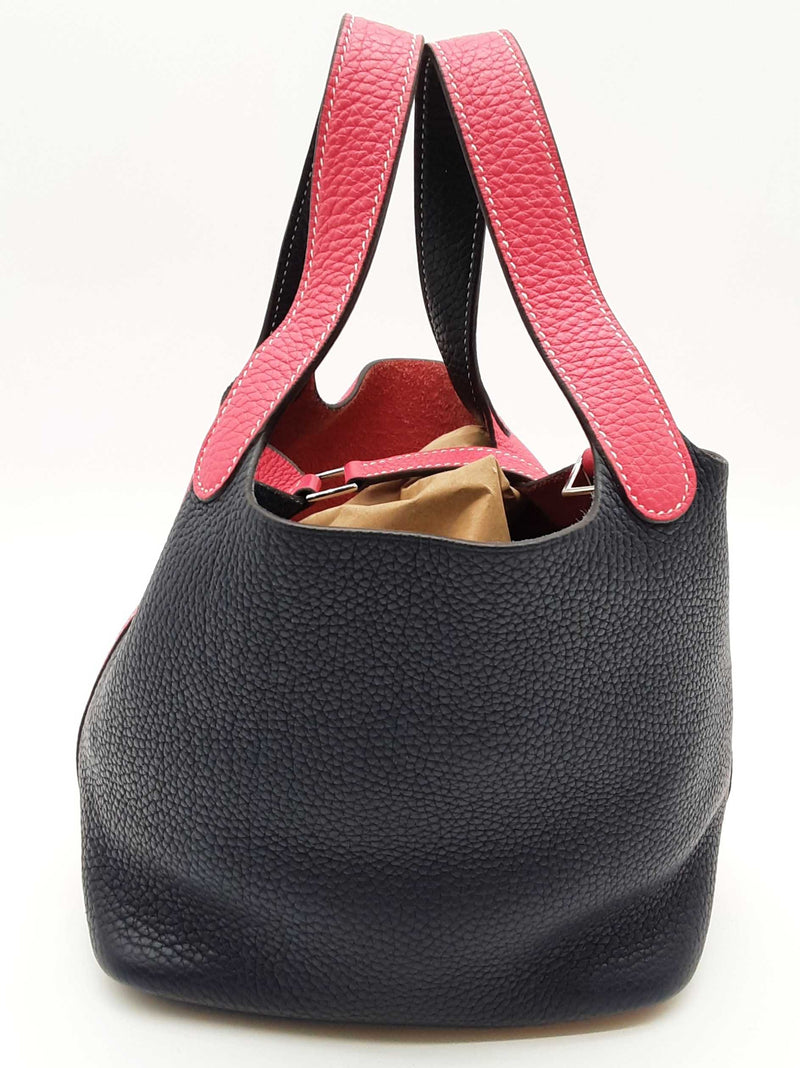 Hermes Picotin Lock 18 Pink Blue Clemence Palladium Tote Bag Do0425lwxzde