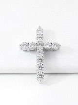 1.0 Cttw Diamond & 14k White Gold Cross Pendant 2.6 Grams Fw0826ixzdu