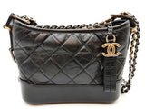 Chanel Gabrielle Quilted Black Aged Leather Crossbody Hobo Bag Do1025lrxzde