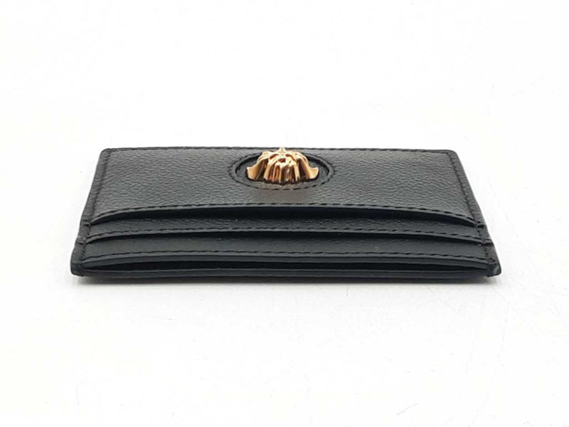 Versace La Medusa Card Holder Wallet In Black Leather Fw0925ezdu