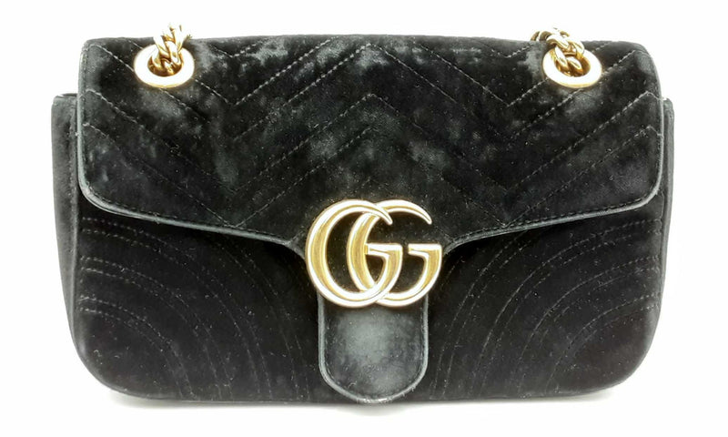 Gucci Black Velvet Marmont Matelasse Shoulder Bag Eb0524pxzdu