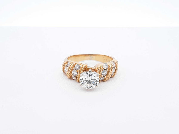 1.38 Cttw Diamond & 18k Yellow Gold Rope Ring 7.4 Grams Size 6 Fw0925lwxzdu