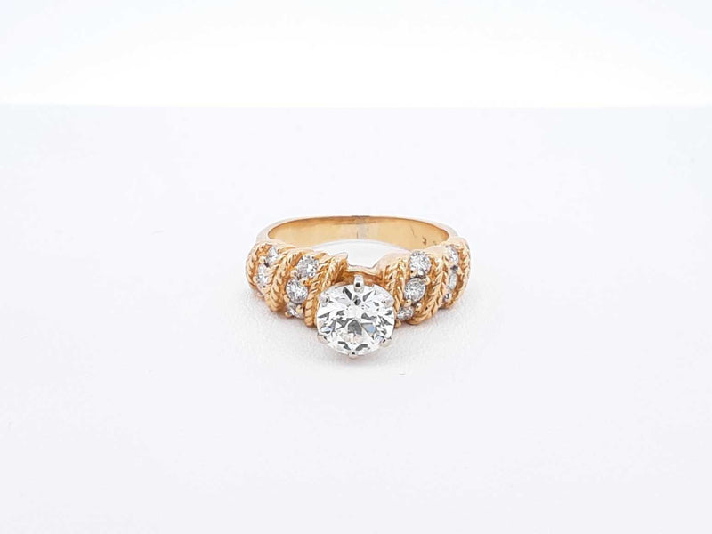 1.38 Cttw Diamond & 18k Yellow Gold Rope Ring 7.4 Grams Size 6 Fw0925lwxzdu