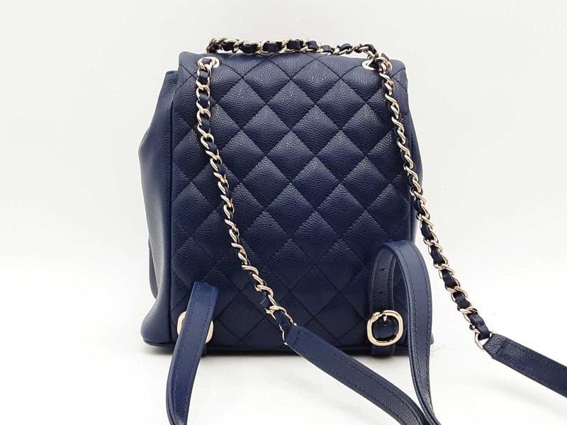 Chanel Duma Caviar Medium Backpack Blue Aa0725pezxsa