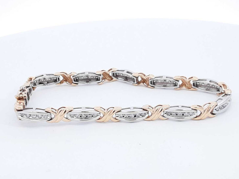 10k Yellow & White Gold Diamond Bracelet 10.8 Grams 7 Inch Eb0624irxdu