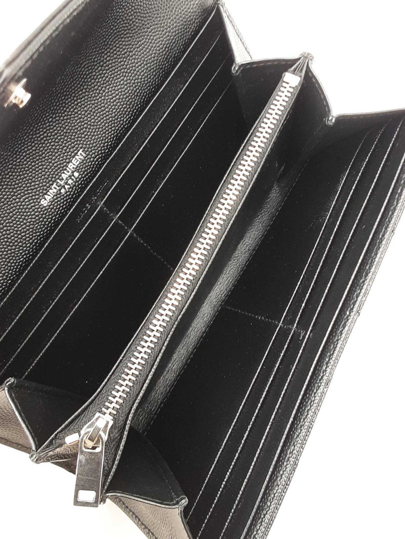 Yves Saint Laurent Cassandre Black Matelassé Leather Flap Wallet Fw0925ooxdu