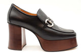 Gucci Horsebit Black Leather Platform Loafers Size 40 Eb0326wwrde