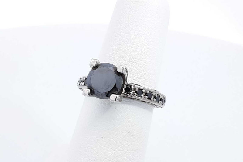 Approx. 2.22ctw Black Diamond Ring In 10k White Gold 5.2 Grams Size 6 Eb1124ixdu