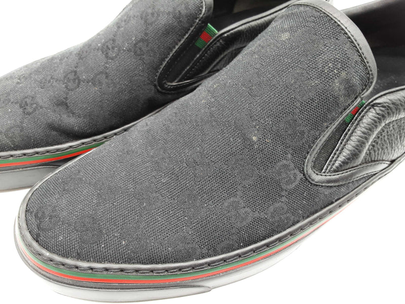 Gucci 212225 Black Monogram Gg Canvas Slip On Shoes Size Uk 9.5 Mens Do1024ixde
