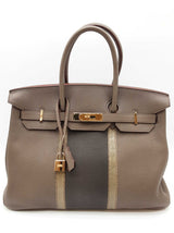 Hermes Club Birkin 35 Tri-color Leather Gold Hardware Handbag Do0825erxzde