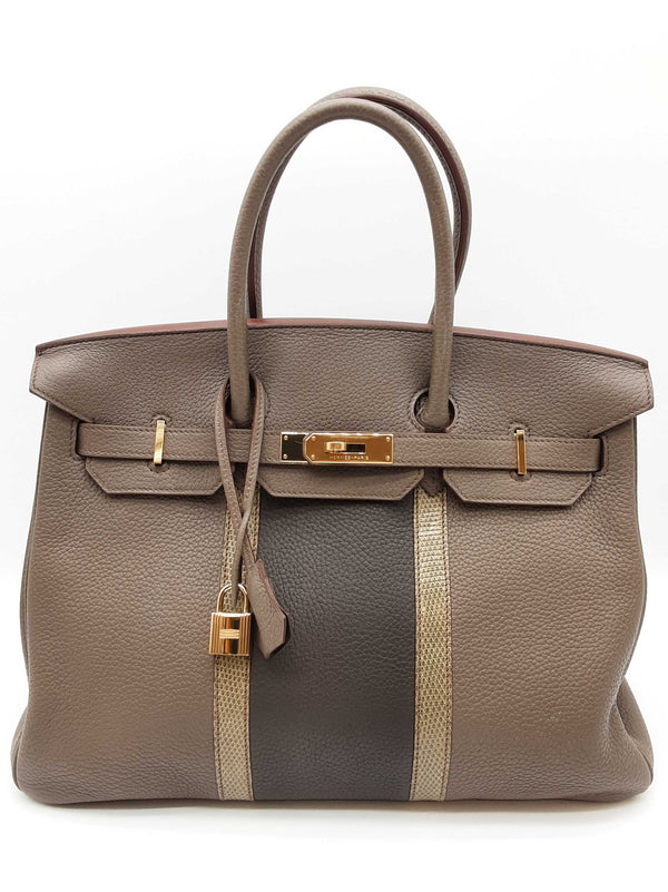 Hermes Club Birkin 35 Tri-color Leather Gold Hardware Handbag Do0825erxzde