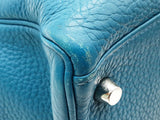 Hermes Kelly 35cm Cobalt Blue Clemence Palladium Shoulder Bag. Do0126lzxzxde