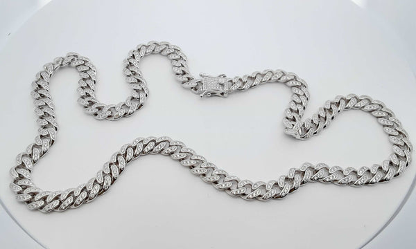 Sterling Silver Cubic Zirconia Cuban Link Chain 70.6g 22 In Ebliidu 144030007277