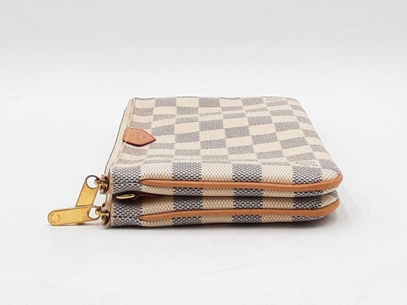 Louis Vuitton Double Zip Pochette In Damier Azur Coated Canvas Fw1125wrxdu