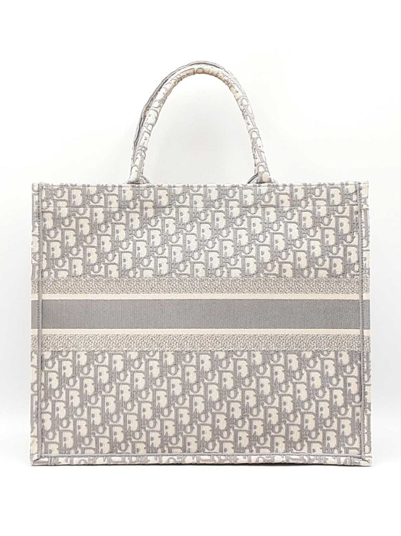 Christian Dior Large Book Tote In Gray Oblique Jacquard Fw0325lpzxdu