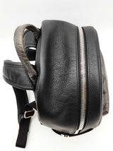 Mcm Stark Black Leather Gray Visetos Coated Canvas Backpack Do0726lxzde