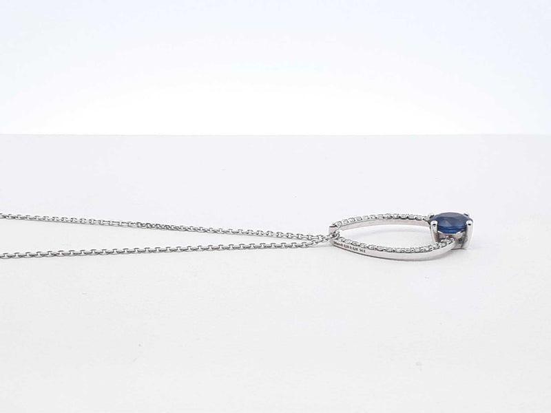 0.50 Cttw Blue Diamond & 14k White Gold Necklace 3.4 Grams 16 Inches Fw0325lxidu
